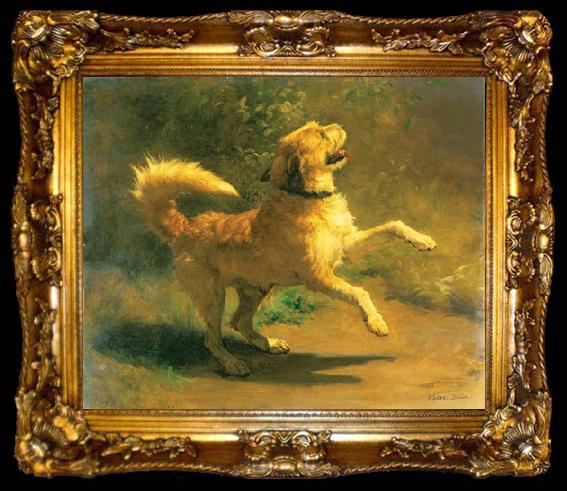 framed  Rudolf Koller Springender Hund, ta009-2